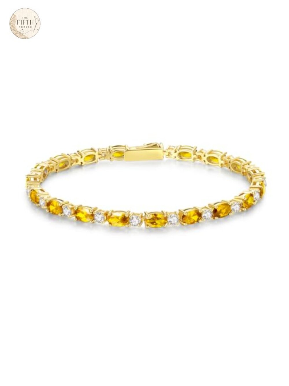 14K Gold Plated Silver Birthstone Tennis Bracelet for Women 7"